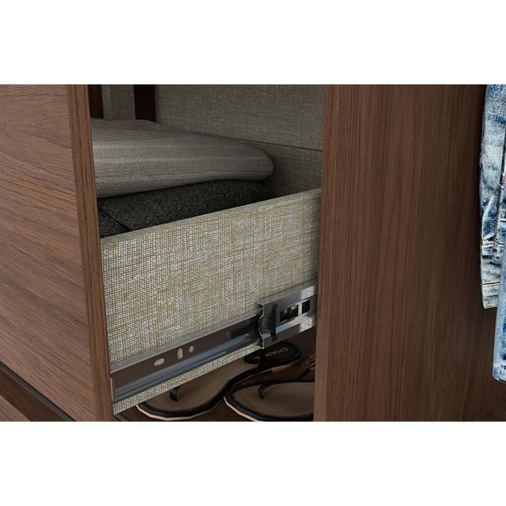 Guarda Roupas 2 Portas De Correr E 4 Gavetas Palace Castanho - Henn - 4