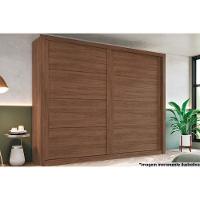Guarda Roupas 2 Portas De Correr E 4 Gavetas Palace Castanho - Henn - 1