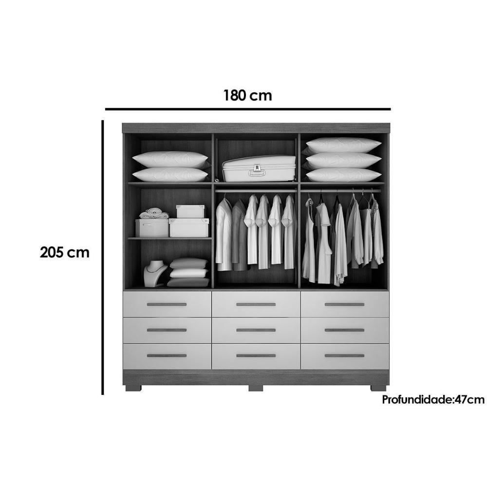 Guarda Roupa 3 Portas (1 C- Espelho) E 9 Gavetas Buriti-jequitibá Cumaru-fendi - Novo Horizonte - 2