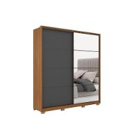 Guarda Roupa 2 Portas De Correr 3 Gavetas C- Espelho E Pés Belga Flex Amêndola-amêndola Ou Grafito - Demóbile - 8