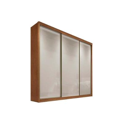 Guarda Roupa Casal Sollo Logan 3 Portas de Correr 4 Gavetas Cumaru-Fendi MDF