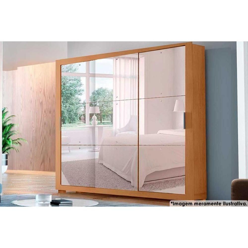 Guarda Roupas 3 Portas De Correr De C- Espelho E 4 Gavetas C- Pés Veneza Gold Naturale - Rufato - 1