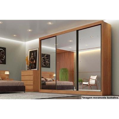 Guarda Roupa Casal Passion-Atlanta 3 Portas de Correr 4 Gavetas Cumaru MDF