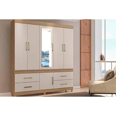 Guarda Roupa Solteiro Guarujá 6 Portas de Abrir 4 Gavetas Amêndola-Off White