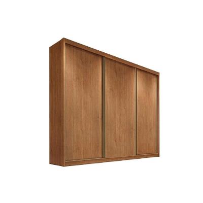 Guarda Roupa Solteiro Diamond Londres Plus 3 Portas de Correr 8 Gavetas Cumaru MDF