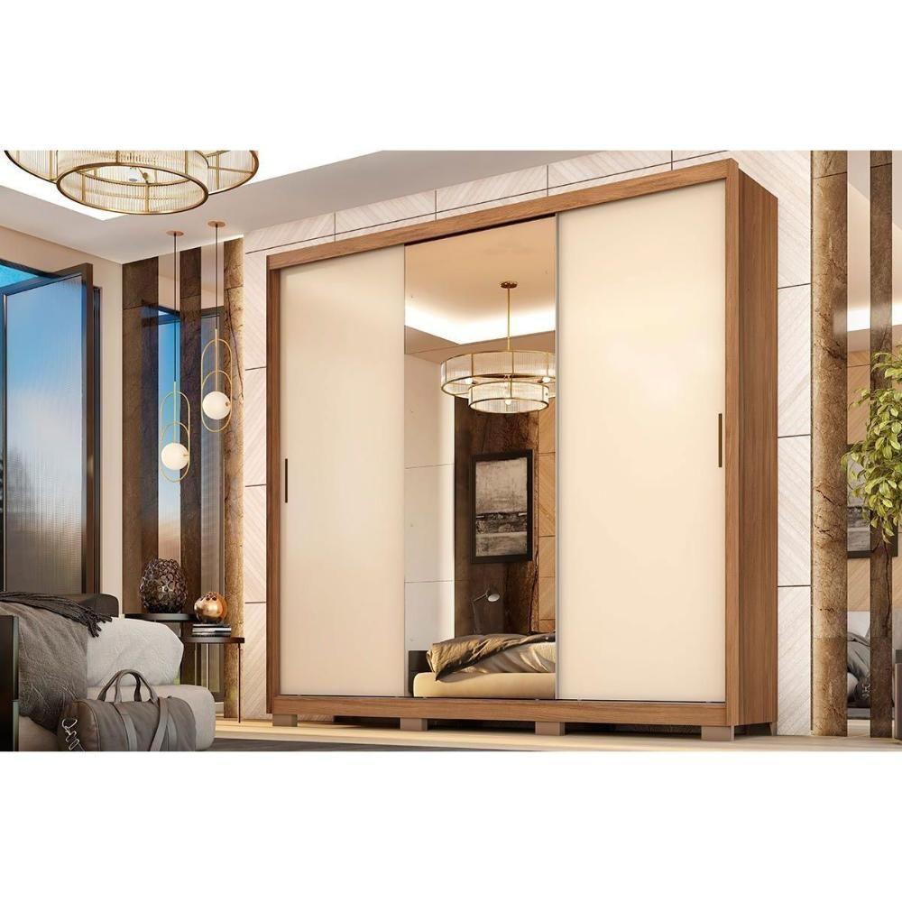 Guarda Roupa 3 Portas De Correr (1 C- Espelho) E 4 Gavetas C- Pés Dalila Flex Amendola-amendola Ou Off White - Demóbile - 1