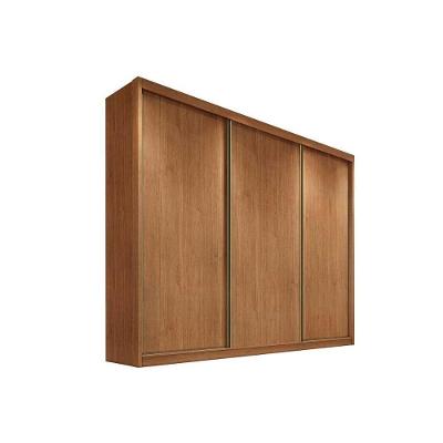 Guarda Roupa Casal Sollo-Logan 3 Portas de Correr 4 Gavetas Cumaru MDF