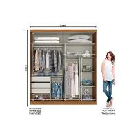 Guarda Roupas 2 Portas De Correr (1 C- Espelho) E 3 Gavetas Verg Nature-off White - Henn - 5