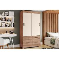 Guarda Roupa Casal 2 Portas De Correr E 4 Gavetas C- Pés Briz Be25 Flex Jequitiba-jequitiba Ou Off White - Henn - 1