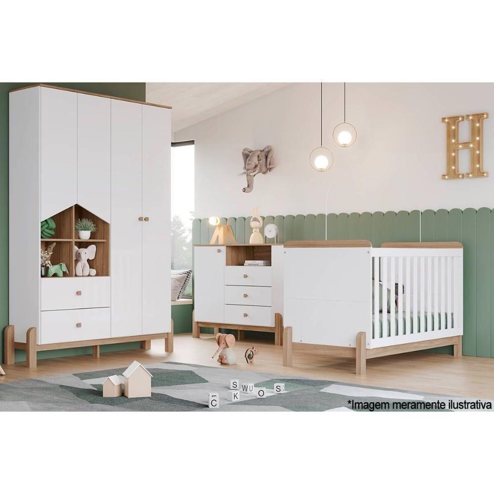 Guarda Roupa 4 Portas Ternura C- E 2 Gavetas Branco-jequitiba - Henn - 7