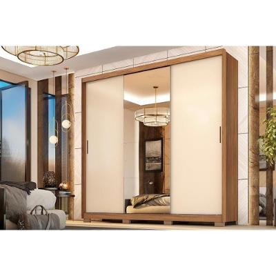 Guarda Roupa Casal 3 Portas de Correr 4 Gavetas Amêndola-Off White Demóbile