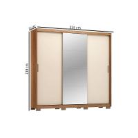 Guarda Roupa 3 Portas De Correr (1 C- Espelho) E 2 Gavetas C- Pés Dalila Flex Amêndola-amêndola Ou Off White - Demóbile - 7