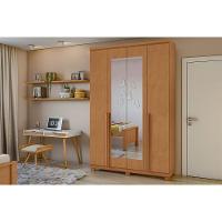 Guarda Roupa Casal 4 Portas (2 C- Espelho) E 2 Gavetas C- Pés Alonzo Amendoa - Lopas - 1