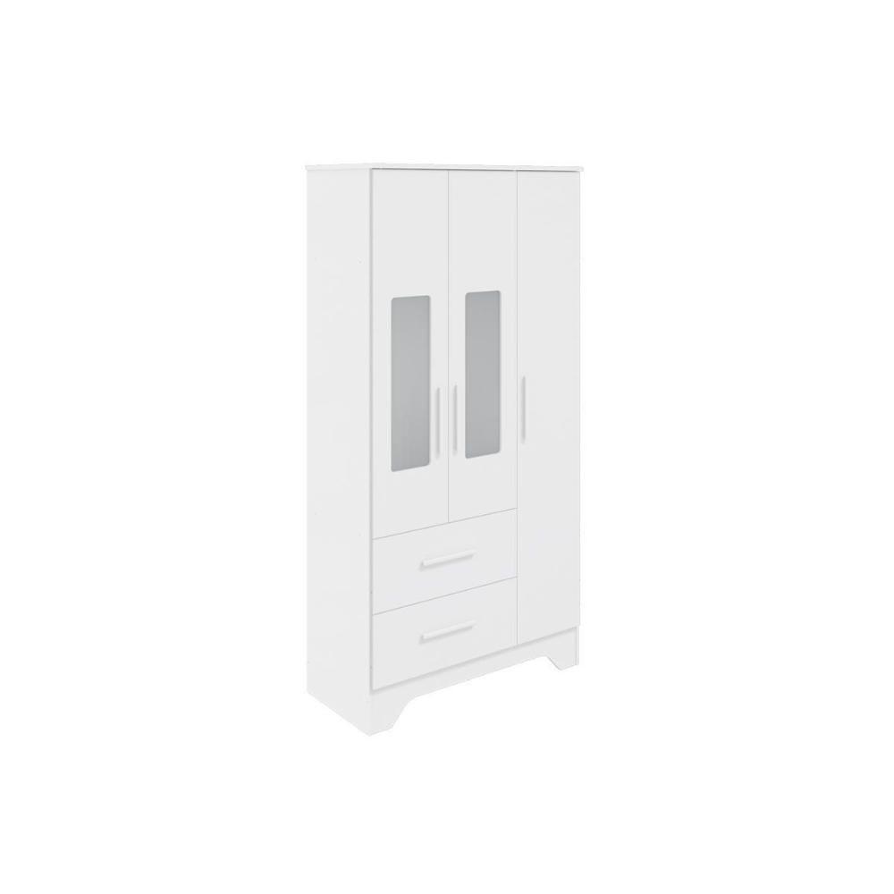 Guarda Roupa 3 Portas Popy Retrô C- (2 C- Petg) E 2 Gavetas Branco - Peroba - 1