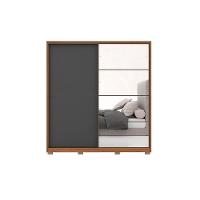 Guarda Roupa 2 Portas De Correr 3 Gavetas C- Espelho E Pés Belga Flex Amêndola-amêndola Ou Grafito - Demóbile - 7