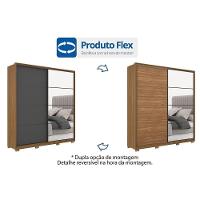 Guarda Roupa 2 Portas De Correr 3 Gavetas C- Espelho E Pés Belga Flex Amêndola-amêndola Ou Grafito - Demóbile - 9