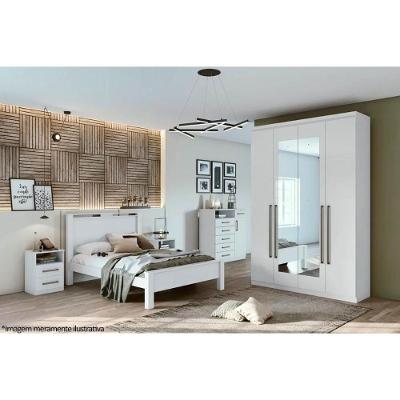 Guarda Roupa Casal Alonzo 4 Portas Abrir 2 Gavetas Amêndoa-Off White MDF Lopas