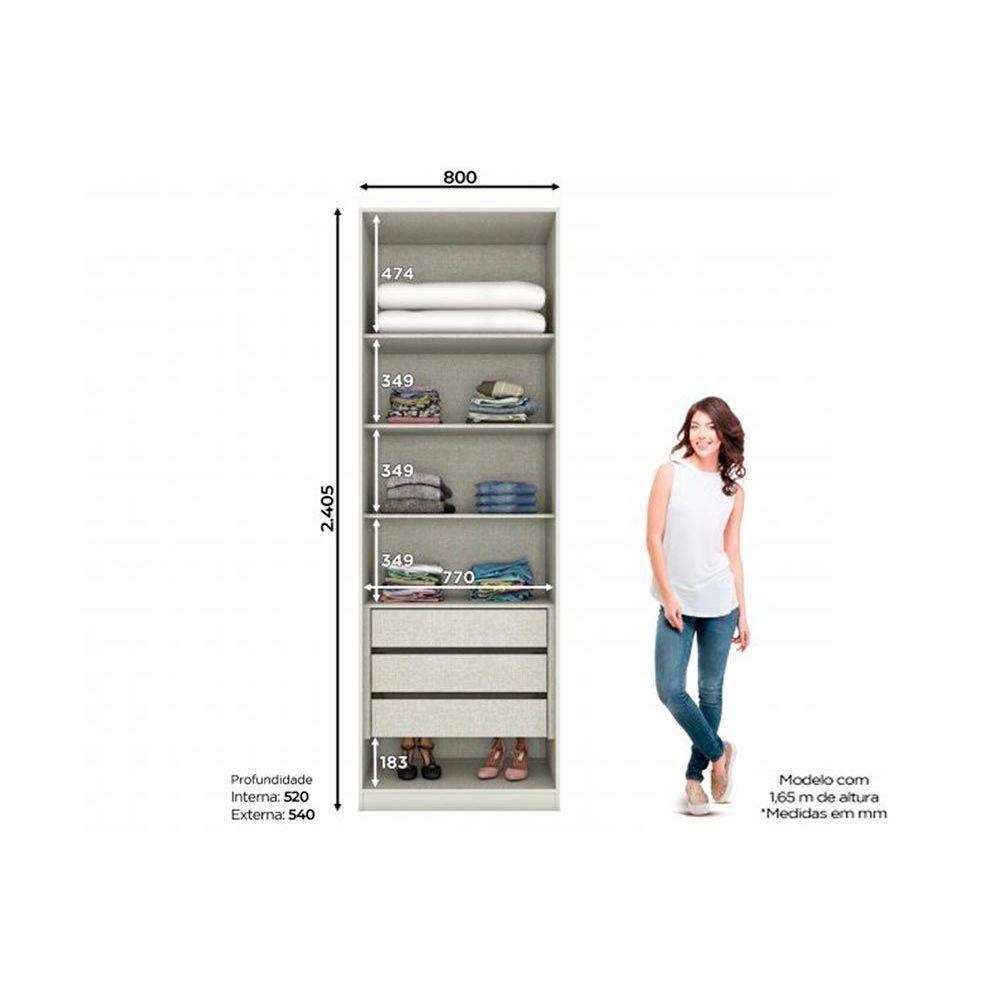 Guarda Roupa Modulado C- 2 Portas E 3 Gavetas Mc03 Seletto Areia-jequitibá - Henn - 3