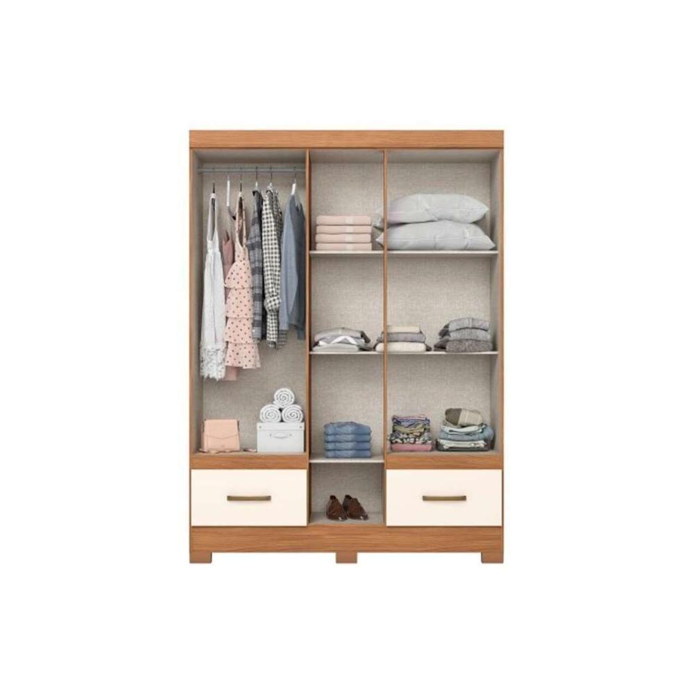 Guarda Roupa Casal 5 Portas (1 C- Espelho) E 2 Gavetas Briz B60 Nature-off White - Henn - 3