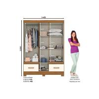 Guarda Roupa Casal 5 Portas (1 C- Espelho) E 2 Gavetas Briz B60 Nature-off White - Henn - 2