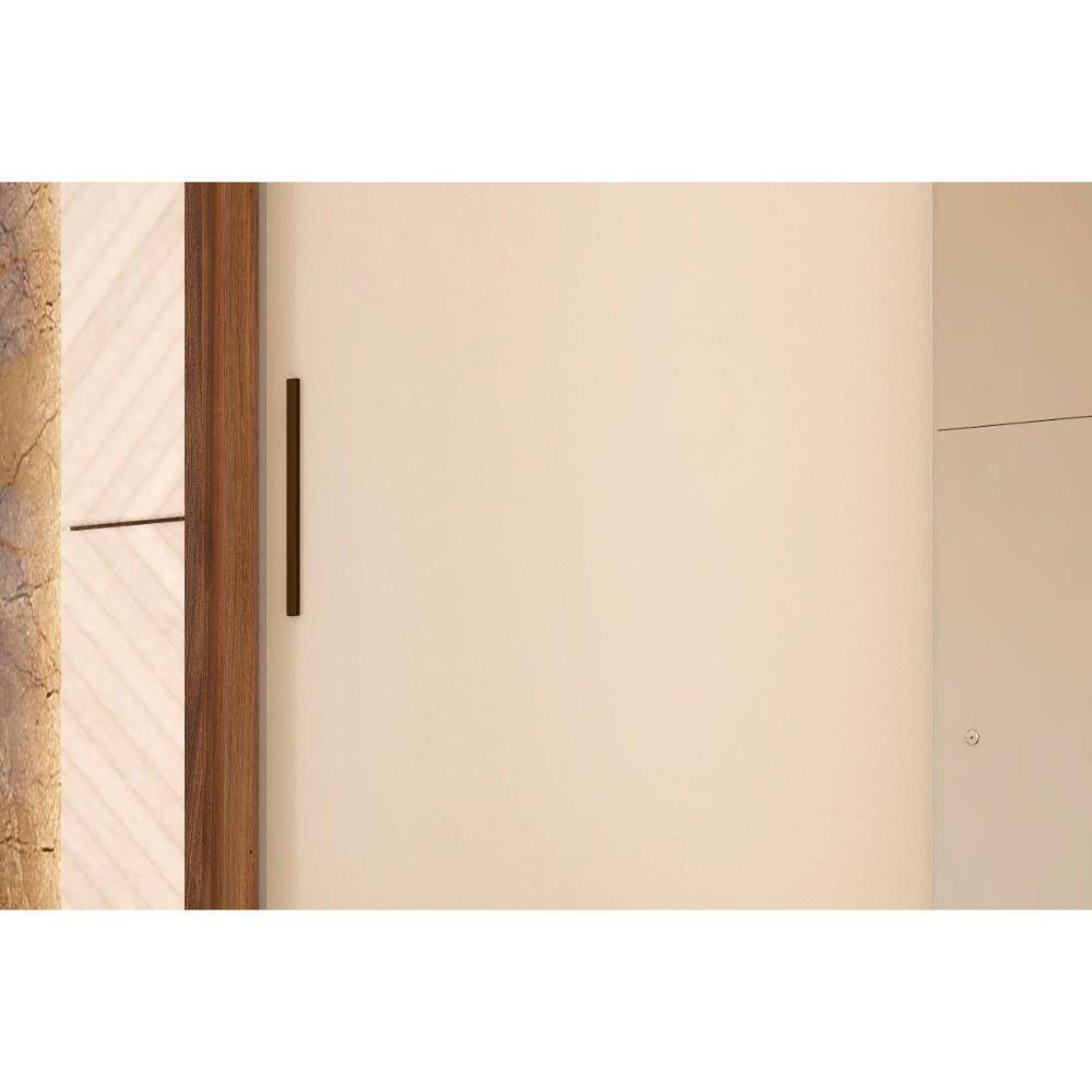 Guarda Roupa 3 Portas De Correr (1 C- Espelho) E 4 Gavetas C- Pés Dalila Flex Amêndola-amêndola Ou Off White - Demóbile - 6