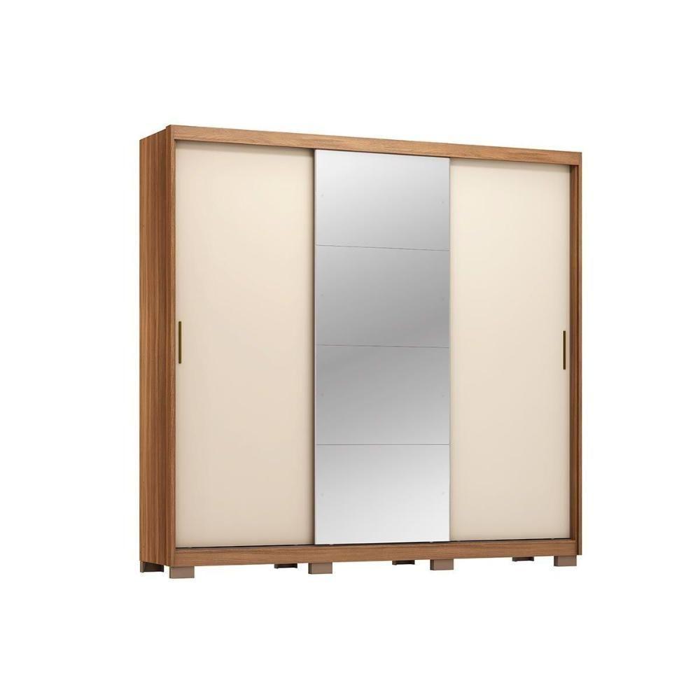 Guarda Roupa 3 Portas De Correr (1 C- Espelho) E 4 Gavetas C- Pés Dalila Flex Amêndola-amêndola Ou Off White - Demóbile - 8