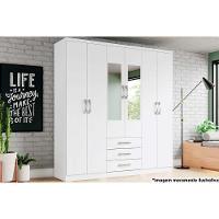 Guarda Roupa Casal 6 Portas (2 C- Espelho) E 3 Gavetas Caju Da136 Branco - Henn - 1