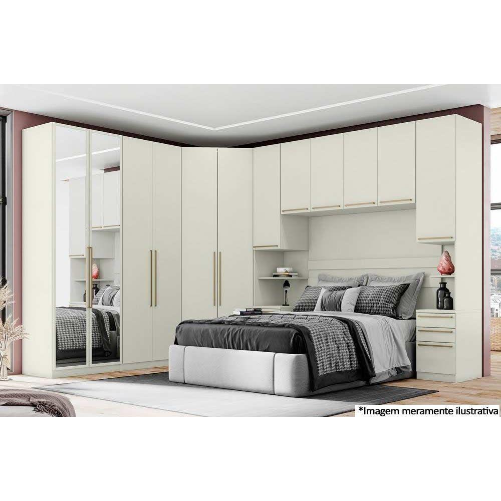 Guarda Roupa Modulado Mc04 Seletto C- 2 Portas C- Espelho E 3 Gavetas Areia - Henn - 2