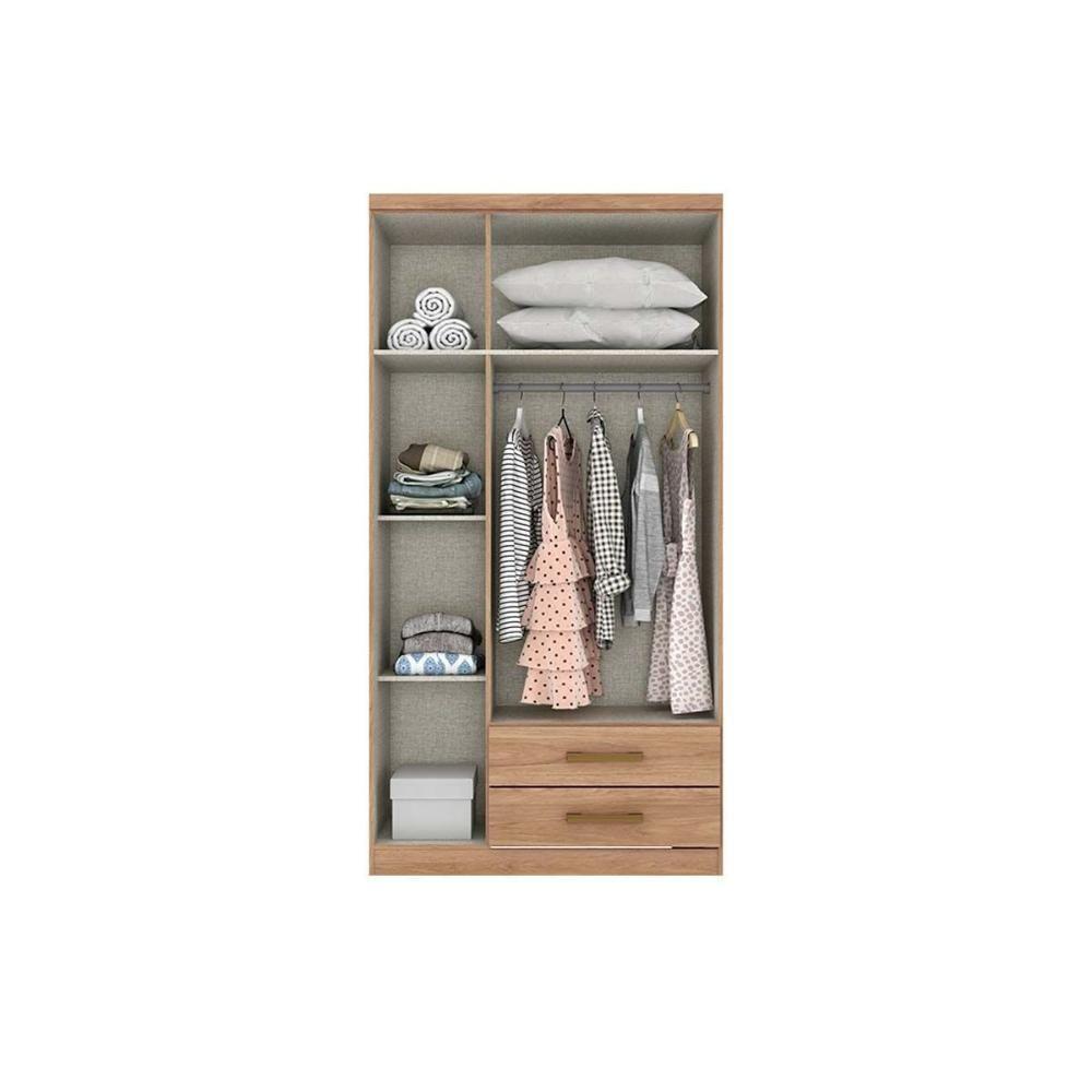 Guarda Roupa Casal 3 Portas (2 C- Espelho) E 2 Gavetas Açaí Da133 Branco-rosa - Henn - 3