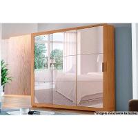 Guarda Roupa Solteiro 3 Portas De Correr C- Espelho E 4 Gavetas C- Pés Veneza Gold Naturale - Rufato - 1