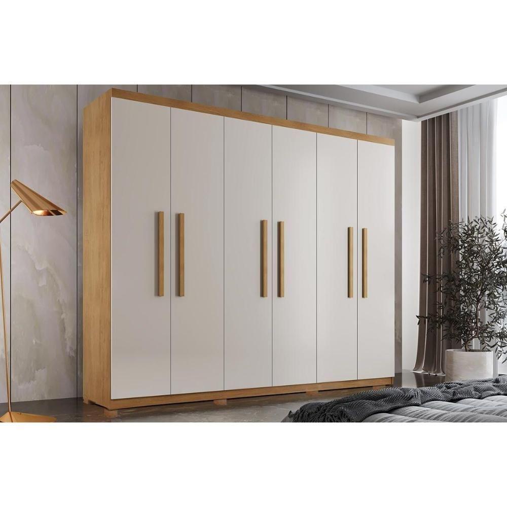 Guarda Roupa Casal 6 Portas E 2 Gavetas C- Pés Espanha Naturale-off White - Rufato - 1