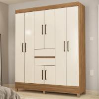 Kit Guarda Roupa Casal 8 Portas Munique Cômoda Atria Amêndola Touch Off White - 2