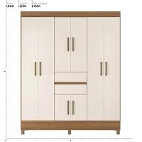 Kit Guarda Roupa Casal 8 Portas Munique Cômoda Atria Amêndola Touch Off White