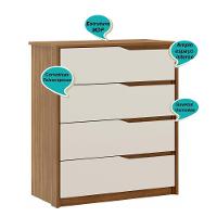 Kit Guarda Roupa Casal 8 Portas Munique Cômoda Atria Amêndola Touch Off White - 7