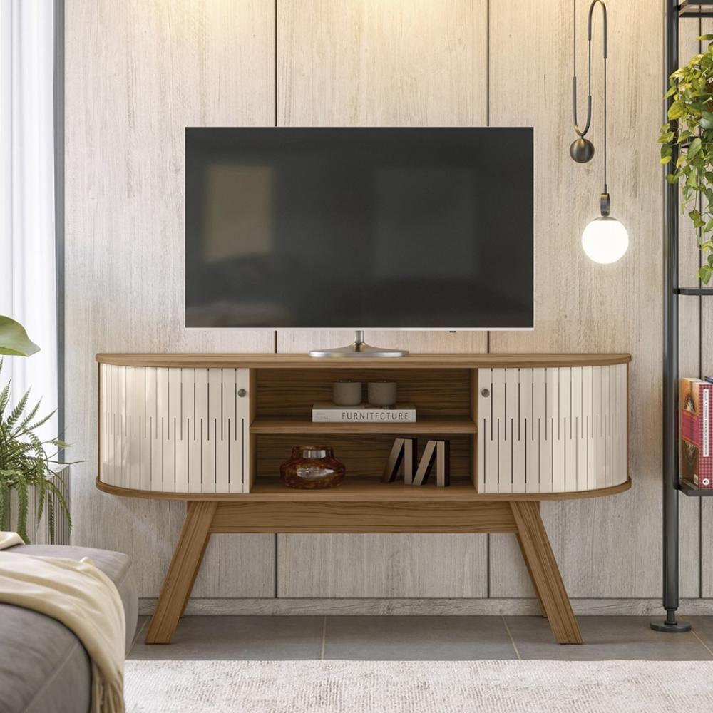 Rack Bancada 2 Portas Para Tv De 55 Polegadas Atlanta Naturale Off White - 1