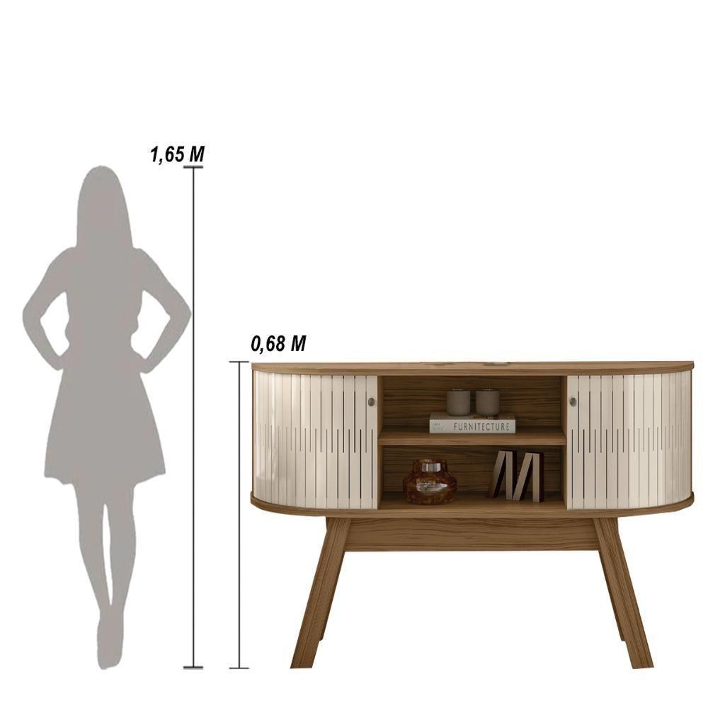 Rack Bancada 2 Portas Para Tv De 55 Polegadas Atlanta Naturale Off White - 3