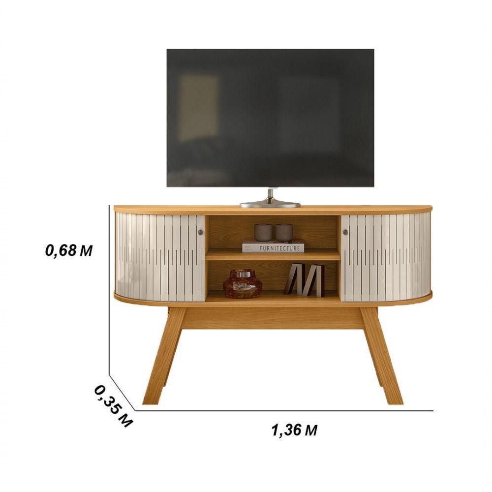 Rack Bancada 2 Portas Para Tv De 55 Polegadas Atlanta Cinamomo Off White - 2