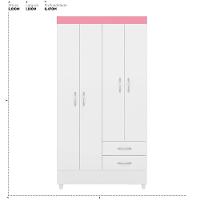 Kit Guarda Roupa Solteiro 4 Portas Astro Cômoda Astral Branco