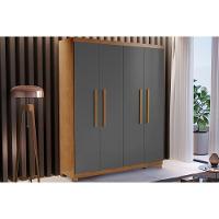 Guarda Roupa Casal 4 Portas E 2 Gavetas C- Pés Espanha Naturale-grafite - Rufato - 1