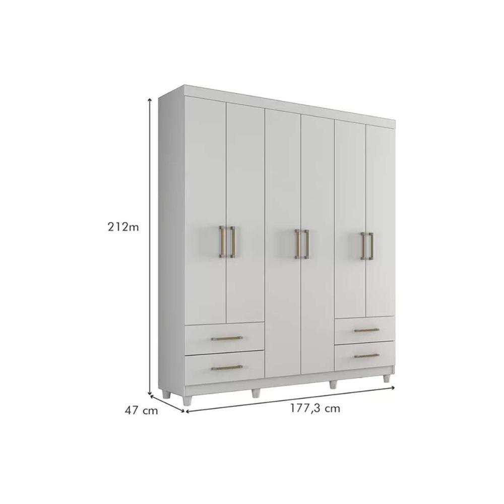 Guarda Roupa Casal 6 Portas E 4 Gavetas C- Pés Canadá Plus Cinamomo - Conquista - 3