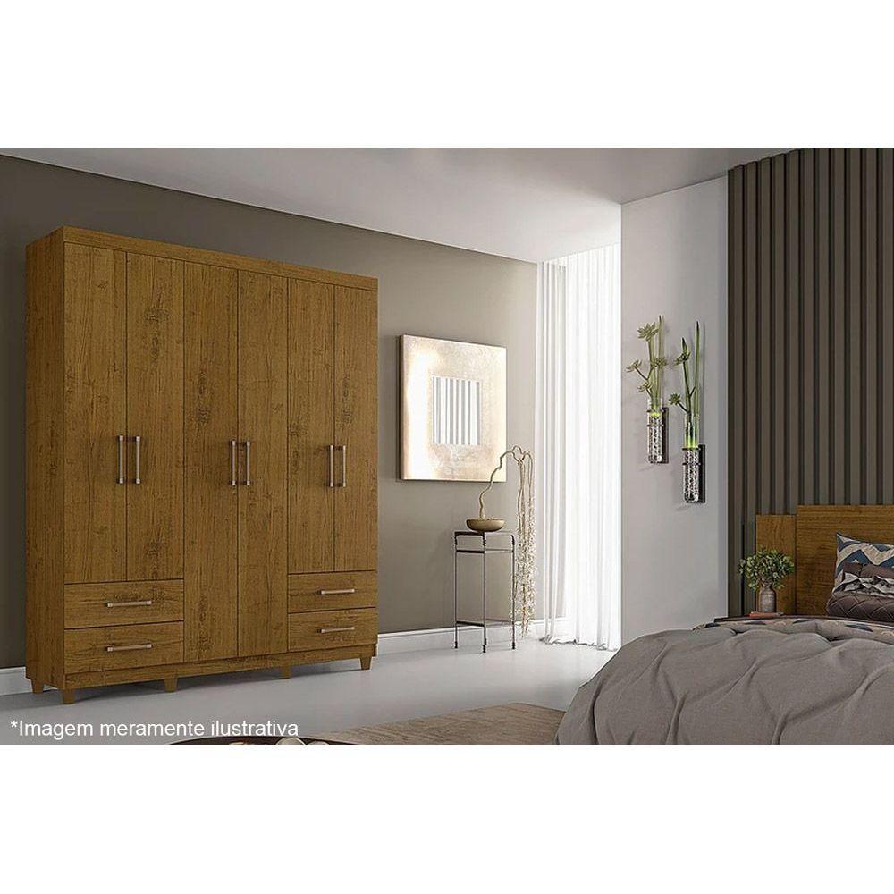 Guarda Roupa Casal 6 Portas E 4 Gavetas C- Pés Canadá Plus Cinamomo - Conquista - 8