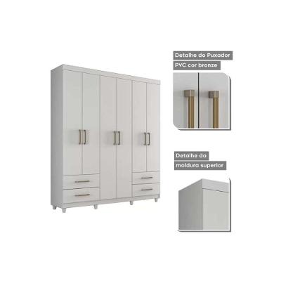 Guarda Roupa Casal Solteiro Canadá Plus 6 Portas de Abrir 4 Gavetas Cinamomo