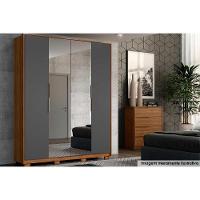 Guarda Roupa Casal 4 Portas (2 C- Espelhos) E 3 Gavetas Attore Nogueira-nude - Demóbile