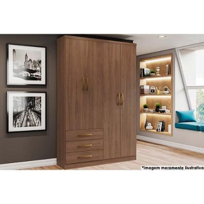 Guarda Roupa Casal 4 Portas E 3 Gavetas Caju Da135 Castanho - Henn