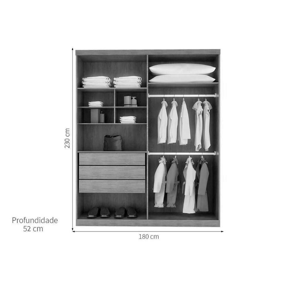 Guarda Roupa Casal 4 Portas E 3 Gavetas C- Pés Império Naturale-off White - Rufato - 4