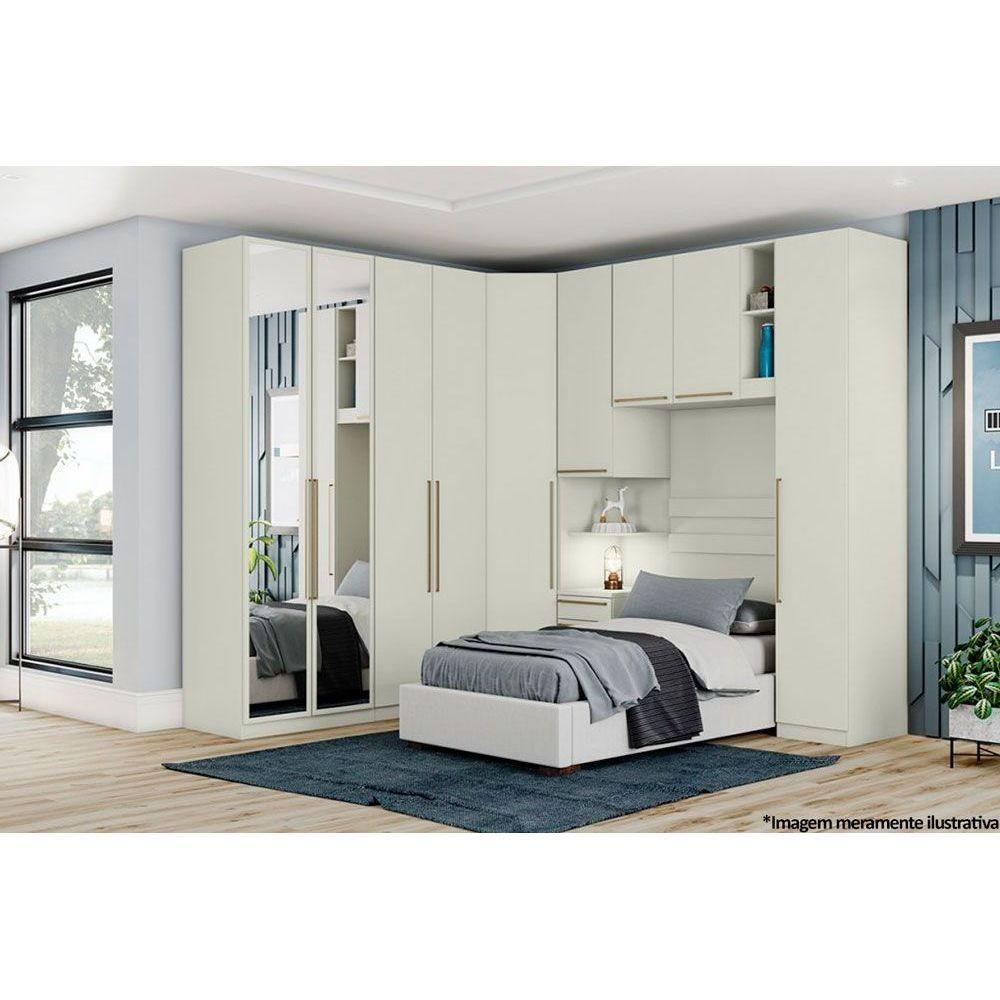 Guarda Roupa Modulado Mc04 Seletto C- 2 Portas C- Espelho E 3 Gavetas Areia-jequitibá - Henn - 4