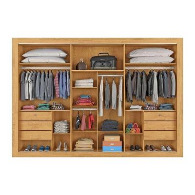Guarda Roupa Casal York Peroba 3 Portas de Correr 6 Gavetas Marrom MDF Europa