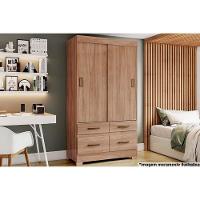 Guarda Roupa Casal 2 Portas De Correr E 4 Gavetas C- Pés Briz Be25 Flex Jequitiba-jequitiba Ou Off White - Henn - 1