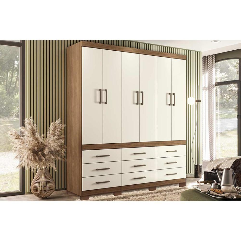 Guarda Roupa Casal 6 Portas E 9 Gavetas C- Pés Star 6.9 Jatobá-areia - Santos Andirá - 1