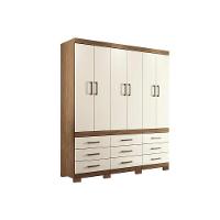 Guarda Roupa Casal 6 Portas E 9 Gavetas C- Pés Star 6.9 Jatobá-areia - Santos Andirá - 6